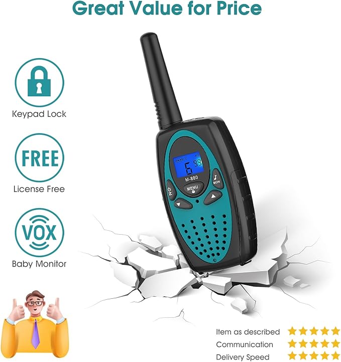 Walkie Talkies Long Range, M880 Two Way Radio for Adults with Mic LCD Screen/Resistance Wakie-Talkies with Noise Cancelling for Men Women Outdoor Adventures Cruise Ship (Blue and Red)