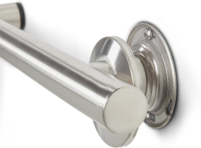 Seachrome Bathroom Grab Bar, 38 inch Stainless Steel, Left Handed Zuma Bar, 1 1/4 inch Diameter, Handicap Grab Bar, Safety Rail, Satin Stainless (GWL-3638-QCR-SS)