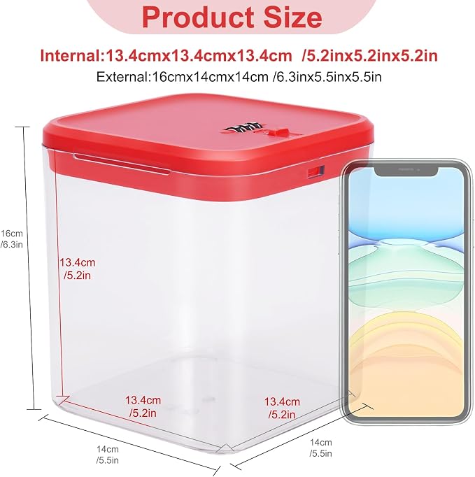 Lock Box for Medicine & Snacks - Childproof Storage Box with Combination Lock, Secure Organizer for Pills, Fridge Food, Phone, Vitamins | Portable Safe for Home, Office, Travel (5.5x5.5x6.3in)
