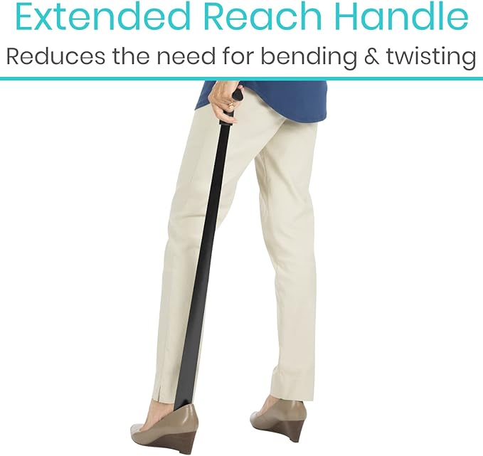 Vive Extra Long Handled Shoe Horn (31.5 Inches)- Metal Shoehorn for Men and Women- Large Standing Reach Assist for Seniors