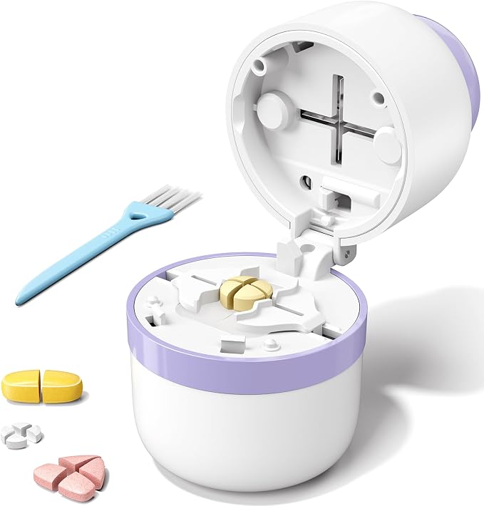 Daviky Pill Cutter 1/4, Adjustable Pill Cutter Splitter for Small and Tiny Pills with Accurate Alignment, Dual Safety Blades, Tablet Cutter for Small or Large Pills, Vitamins, Medication