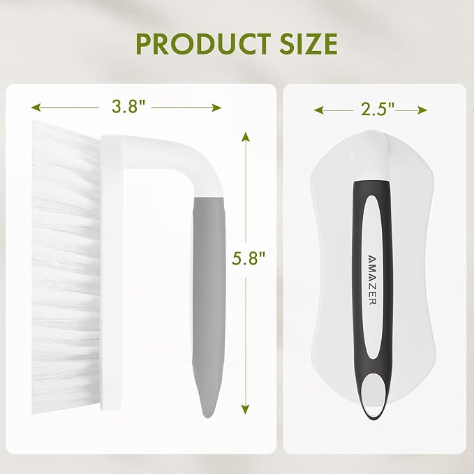 Scrub Brush for Cleaning Comfort Grip Bathtub Scrubber Stiff Bristles with Handle Heavy Duty Shower Cleaner Brush for Tub Carpet Floor Sink Outdoor - Pack of 2 (Black+Grey)