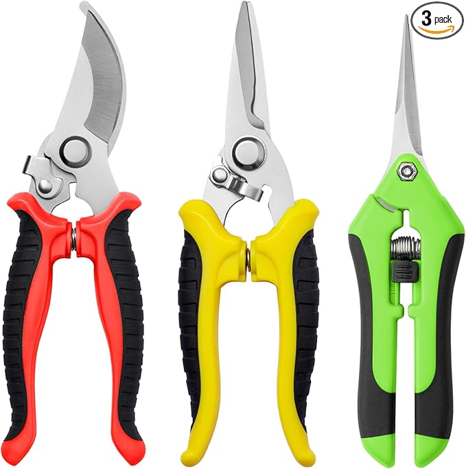 Garden Pruning Shears 3 Pack Gardening Shears Garden Scissors Stainless Steel Plant Flower Scissors Clippers Pruning Shears tijeras de jardinería