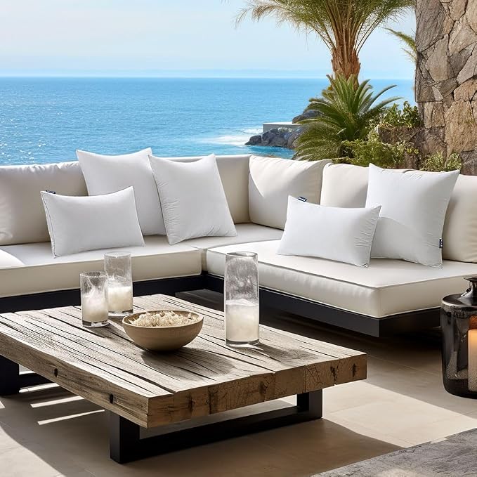 MIULEE 24x24 Euro Outdoor Pillow Inserts Set of 2, Waterproof Throw Pillows | Decorative Throw Pillows Inserts, Water-Resistant Garden Pillow Form for Patio Sofa Couch