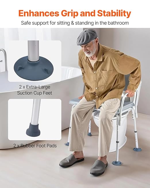 VEVOR Bedside Commode Chair, 500 lbs Load Capacity, 4-in-1 Portable Toilet and Raised Toilet Seat with Detachable 5L Bucket, Padded Seat and Backrest, Adjustable Height Adult Potty Chair for Seniors
