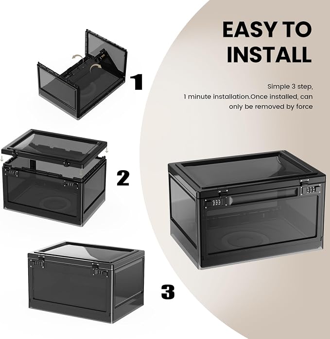Large Medicine Lock Box for Safe Medication,24 Litre Lockable Storage Box with 3 Combination Code Stackable Medication Lock Box,Storage Box with Lock for Personal Items/Electronic/Snack/Fridge/Office