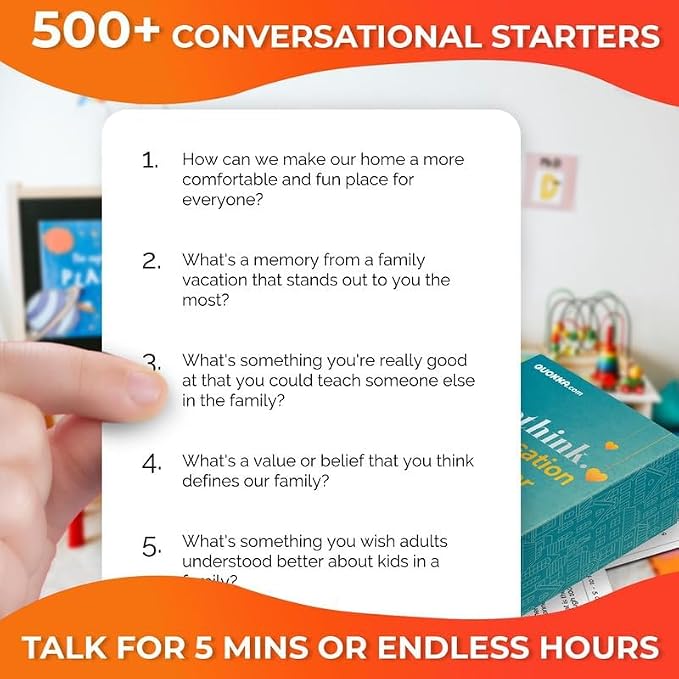 Quokka Conversation Cards Game - Fun Talking Board Game for Family Night | Family Edition – 500 Questions – Conversation Cards for Families Original Version – Share Thoughts