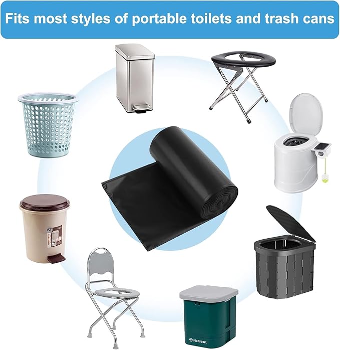 80 Portable Camping Toilet Bags, Biodegradable Porta Potty Bucket Toilet Bags, 8 Gallon Compostable Thickened Trash Garbage Bags