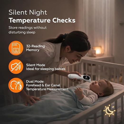 Ear & Forehead Thermometer, FDA Cleared, for Babies & Adults | Ear & Forehead Dual Mode, 1-Second Reading, +/-0.4F Accuracy, 32-Reading Memory, C/F Switch, Auto-Off, Batteries Included