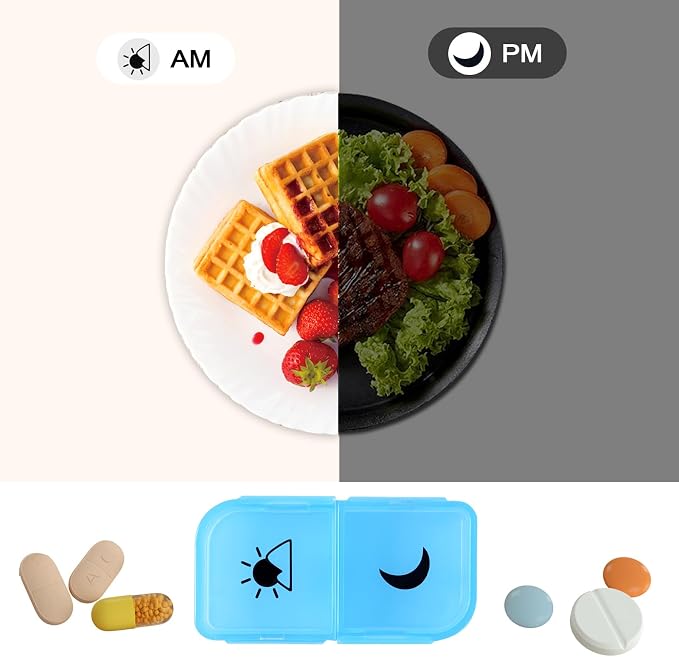 Weekly Pill Organizer 2 Times a Day, AP PM Pill Box，Detachable Pill Case | Food-Grade Material,Travel-Friendly,7 Day Pill Container Medium,Compartment holds up to 6 fish oil or 10 vitamin-Translucent