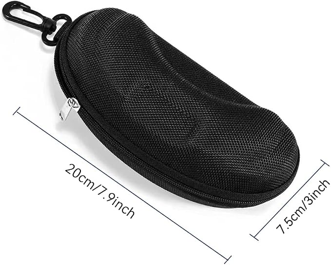 Yamrots 2 Pcs Zipper Hard Sunglasses Cases Portable Travel Eyeglasses Cases with Plastic Hook