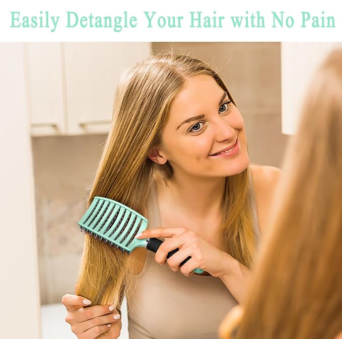 Detangling Brush for Women & Kids, Wet & Dry Hair, All Hair Types | Less pulling & breakage, Boar bristles tame frizz & add shine, Vents for faster blow-drying, Lightweight 4 oz, Non-slip grip