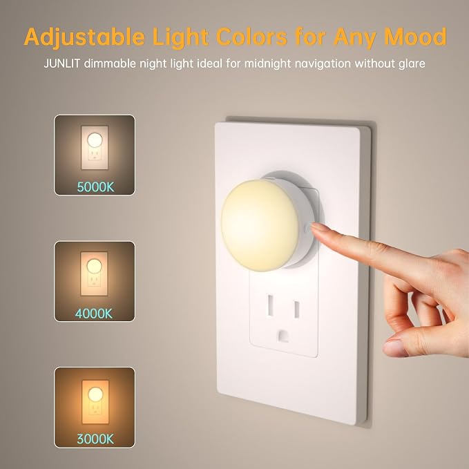 Night Lights Plug in12 Pack,Dim Night Light with 3CCT, Auto Dusk to Dawn Sensor, 3 Brightness Levels, Dimmable Night Light for Bedroom, Stairway, Toilet