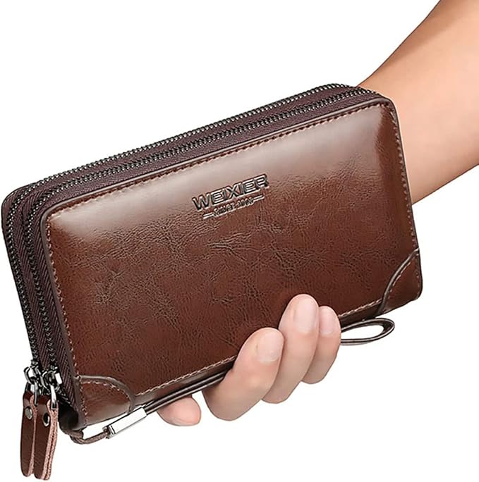Large Wallet Clutch Long Leather Phone Purse Business Hand Clutch Bag Card Holder Travel Wallet for Men Women Father Husband