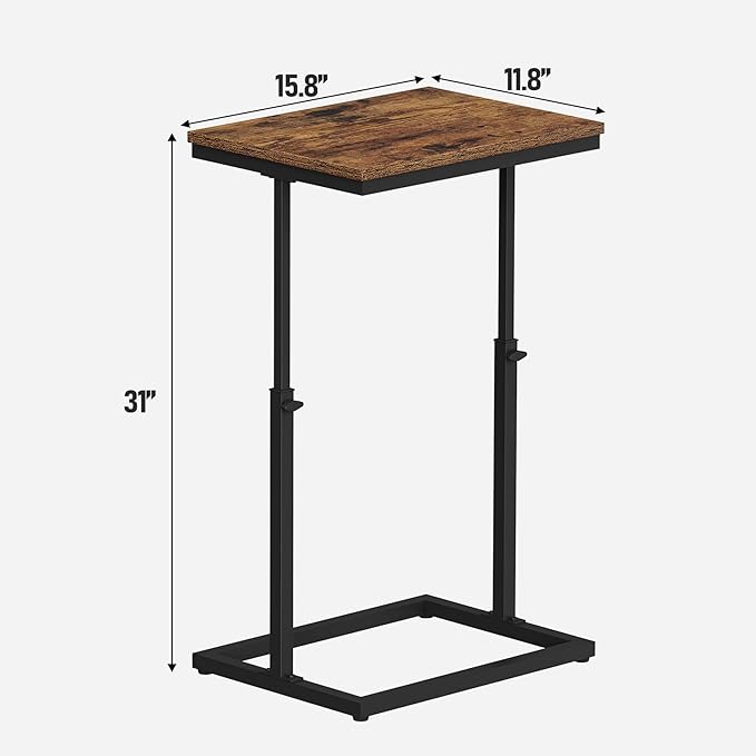 TUTOTAK End Table, Side Table, Tall Couch Table, Sofa Table | for Living Room, Bedroom, Brown TB01BB083P
