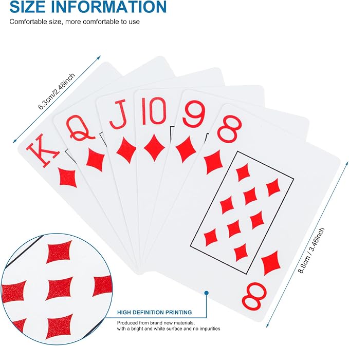 Plastic Playing Cards, 2 Packs Waterproof Poker Decks, Washable & Durable | 2 Packs, Plastic,Waterproof, large Pint，Poker Decks, Washable, Durable