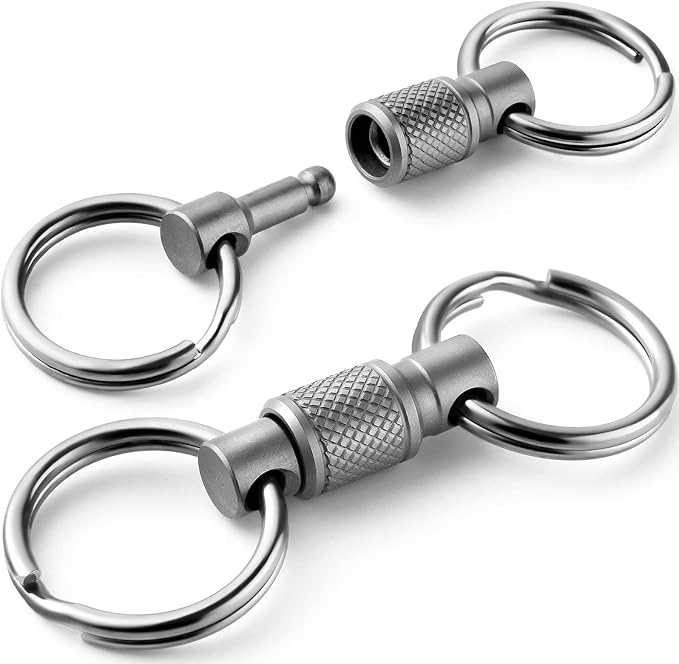 FEGVE Titanium Quick Release Keychain, Detachable Pull Apart Key Chain | Easy Access, Tangle-Free 360° Swivel, Rustproof and Durable, for Valet Car Home Key Storage