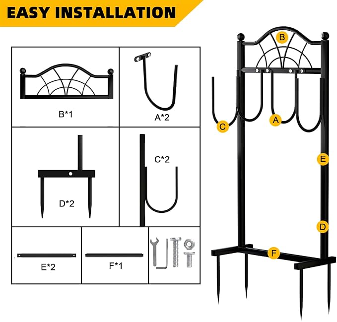 Garden Hose Holder -Upgraded Hose Holder Holds 100-feet Hose,Freestanding Heavy Duty Hose Hanger,Sturdy Hose Stand for Lawn & Yard (Classic Fan Design, 1)