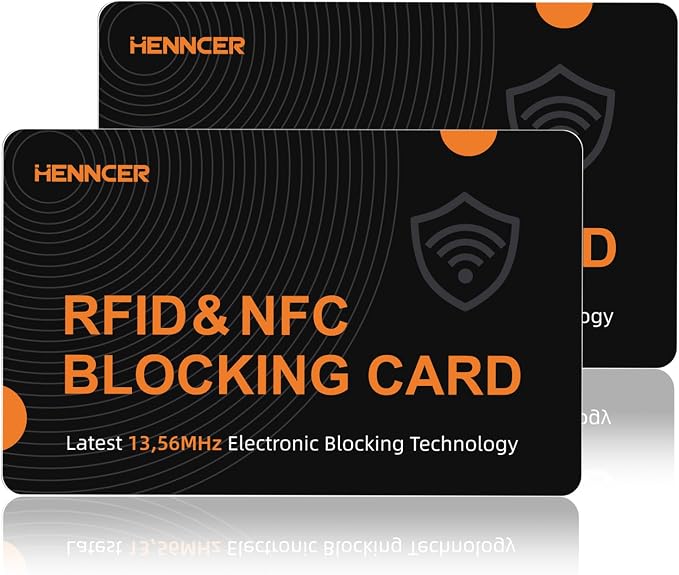 RFID Blocking Card, NFC Debit Credit Card Passport Protector, Entire Wallet Protection Blocker Set for Men & Women, Smart Slim Design Perfectly fits in Wallet and Purse (Blackorange, 2)