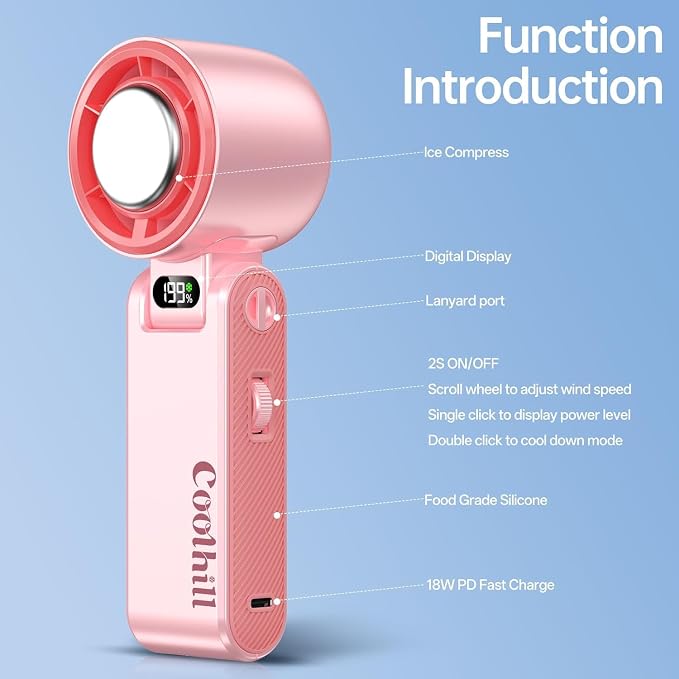 Handheld Portable Fan with Ice Cooler: 199-Speed 5500mAh | 20000 RPM Air Turbo Tech Portable Design Powerful Mini Personal Fan for Travel, Outdoor,Beach,Makeup, Summer