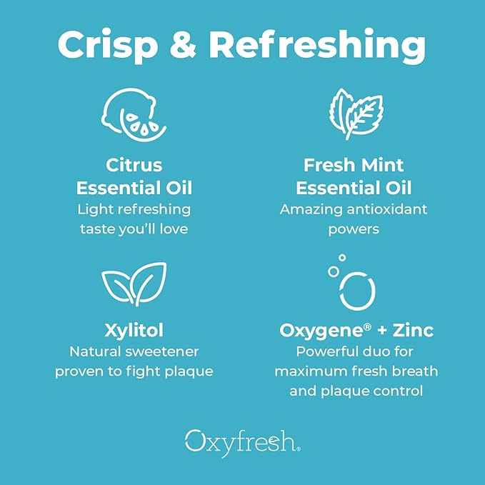 Oxyfresh Lemon Mint Fresh Breath Mouthwash – Bad Breath Treatment – SLS & Fluoride Free – Alcohol Free, Gentle Nonburning with Xylitol & Essential Oils – Pro Size Gallon 128 oz