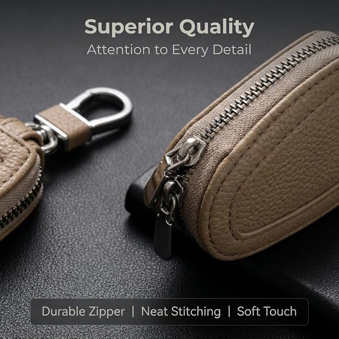 1PC Car Key Fob Case, Leather Car Key Holder for Purse, Automotive Smart Key fob Holder with Hook, for Remote Key Fob
