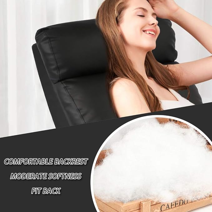 BestMassage | Recliner Chair | with 2 Point Massage Function | Black | with Lumbar Support, Adjustable Push Back, Wide Armrests, Footrest & Padded Seat | Easy Assembly | for Living Room, Home Theatre | with Lumbar Support, Adjustable Push Back, Wide Ar...