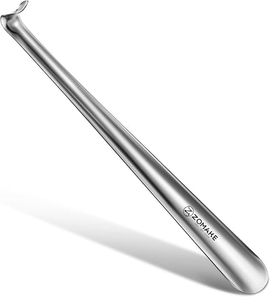 ZOMAKE Metal Shoe Horn Long Handle for Seniors 16.5 Inch,Long Shoehorn Stainless Steel Shoe Spoon Shoe Helper for Men Women