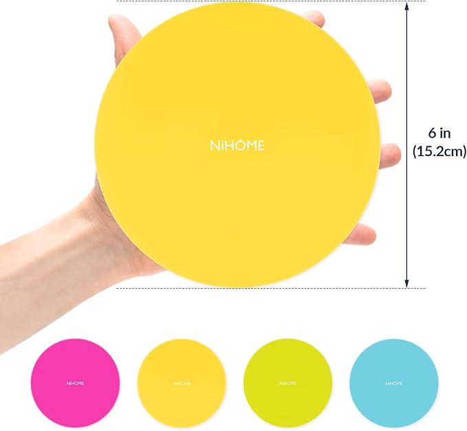 NIHOME Silicone Jar Opener – 6 Inch Large Anti-Slip Grip Pads, Premium 100% Food-Grade Silicone, Stylish Designer Colors, Multi-Purpose Heat-Resistant Mat & Coaster, Set of 4 (Fluorescent Colors)