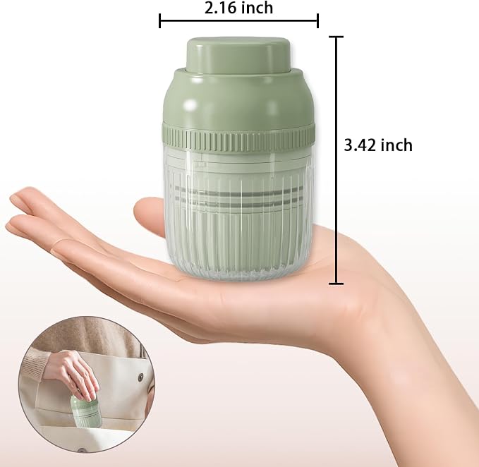 3-in-1 Pill Crusher Fine Powder - 1/4 1/2 Pill Cutter Splitter for Small and Tiny, Grinder for Elderly with Storage and Measuring Cup (Light Green)
