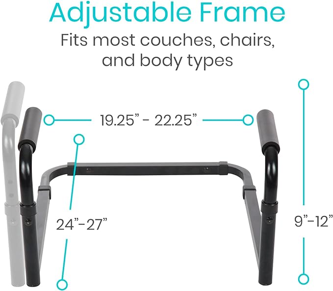 Vive Stand Assist - Mobility Standing Aid Rail for Couch, Chair - Assistance Handle for Patients, Elderly, Seniors and Disabled - Safety Grab Bar for Sitting, Sofa, Home - Adjustable, Portable Device