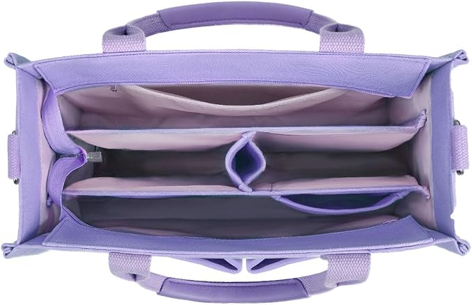 FIORETTO Canvas Tote Bag for Women with Zipper Closure & Individual Compartments for Work College for Teacher & Nurse