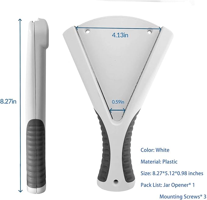 Jar Opener for Seniors, Ideal Bottle Opener, Easy Grip Jar Opener & Under Cabinet Car Opener Effortless to Unscrew Any-Sized Lid, Essential Kitchen Gadgets for Weak Hands or Arthritis