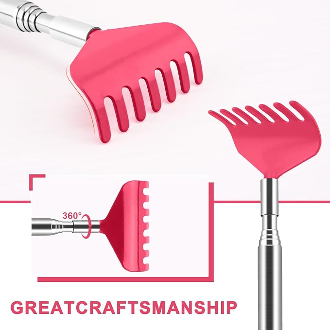 6 Pack Back Scratcher, Stocking Stuffers for Women Men Teen Girls | Prizes for Adults, Birthday Gag Bulk Small Christmas Gift, Mothers Fathers Day Dad Gifts, Easter Basket Stuffers (Red)