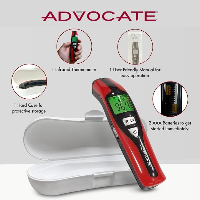 Speaking Non-Contact Infrared Thermometer, English & Spanish, Home Readings | Auto-recalls the last 12 measurements | Clinical-grade accuracy on foreheads | Suits babies, children and adults alike