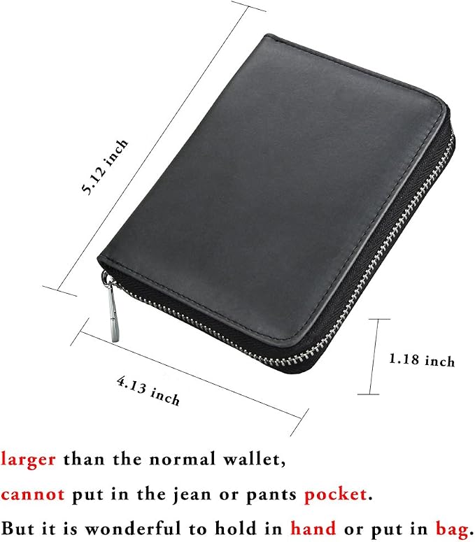 RFID Blocking 24 Slot Credit Card Holder Wallet Real Leather Multi Card Organizer Wallet with Zipper