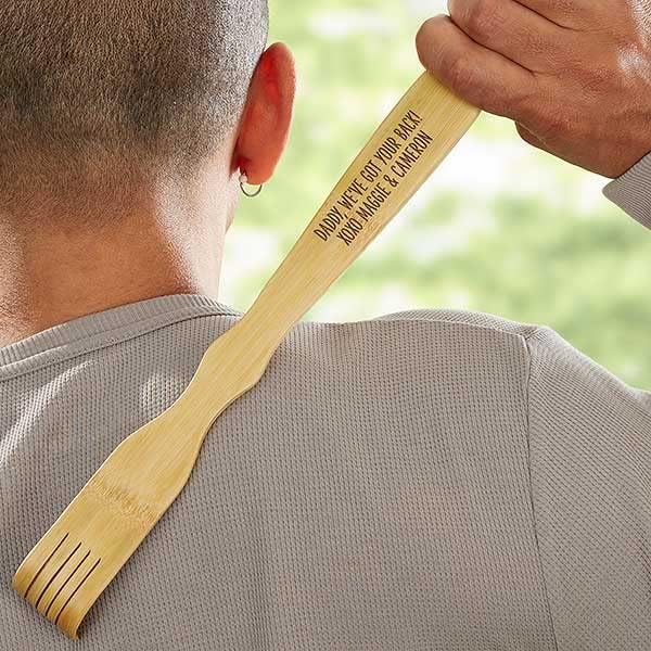 Bamboo Back Scratcher - Custom Engraved Gift for Dad, Unique Father's Day/Birthday Present from Son or Daughter, Funny