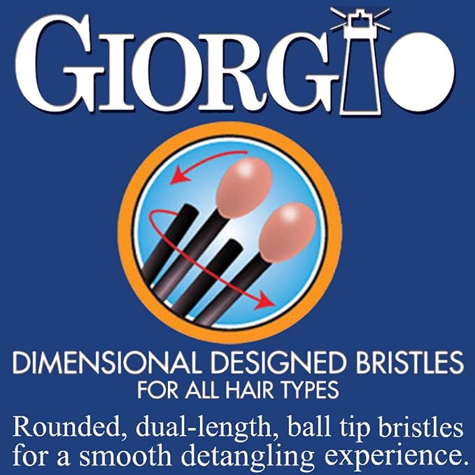 Giorgio GIO1IVY - GIO2IVY Ivory Gentle Touch Detangler Hair Brush for Men Women and Kids. Soft Bristles for Sensitive Scalp. Travel Brush, Wet and Dry for all Hair Types. Scalp Massager Brush