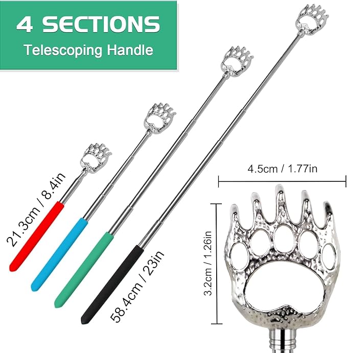 6 Pack Back Scratcher Fathers Day Dad Gifts, White Elephant Gifts for Adults, Stocking Stuffers for Men Women Teens, Prizes for Adults, Extendable Bulk Back Massager for Thanksgiving Birthday (Red)