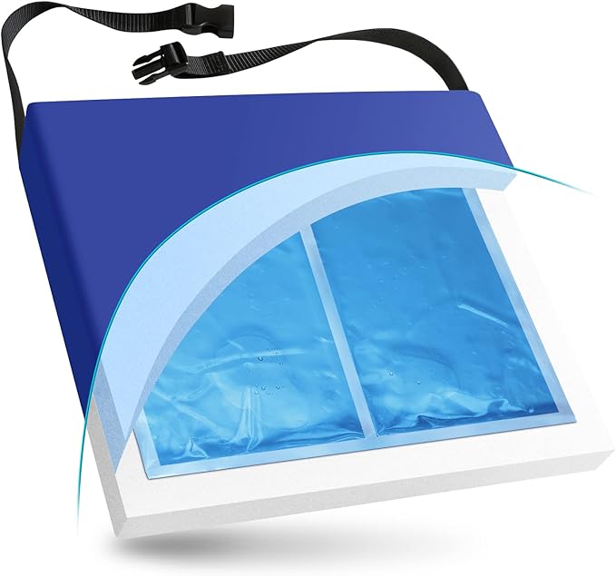 NYOrtho Gel Wheelchair Cushion - Cooling Gel Pad for Sitting - Non-Slip, Water-Resistant Seat Cushion for Pressure Relief - Ideal for Wheelchairs and Office Chairs - 18" x 16" x 3"