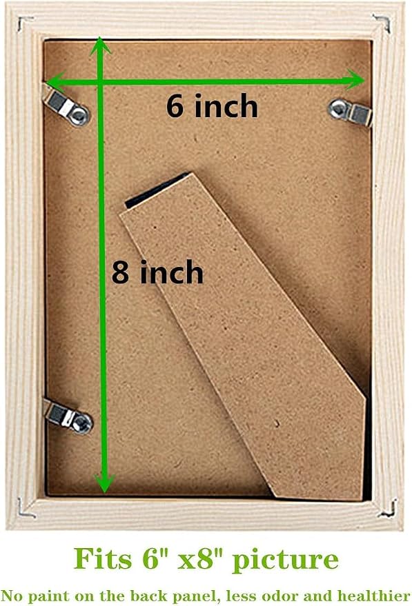 6x8 inch Picture Frame Green - Made of Solid Wood and High Definition Plexi Glass for Wall Mounting and Table Top Display Photo Frame