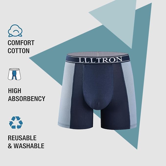 Incontinence Underwear for Men Washable Soft Breathable Leak Proof Boxer Briefs Mens Incontinence Underwear with 100-120ml Absorbency for Mild Bladder Leakage 4 Pack