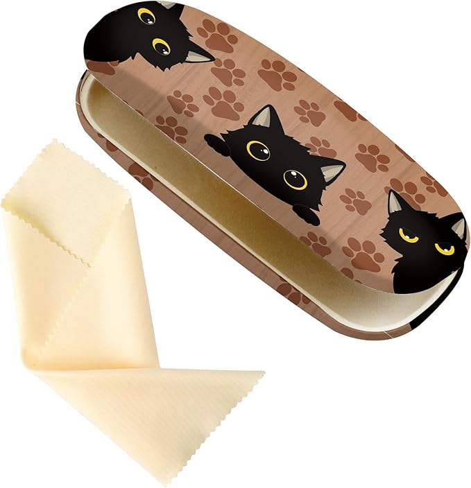 Glasses Case Hard Shell,Portable Protective Eyeglasses Case, Eyeglass Holder Box with Cleaning Cloth, for men women