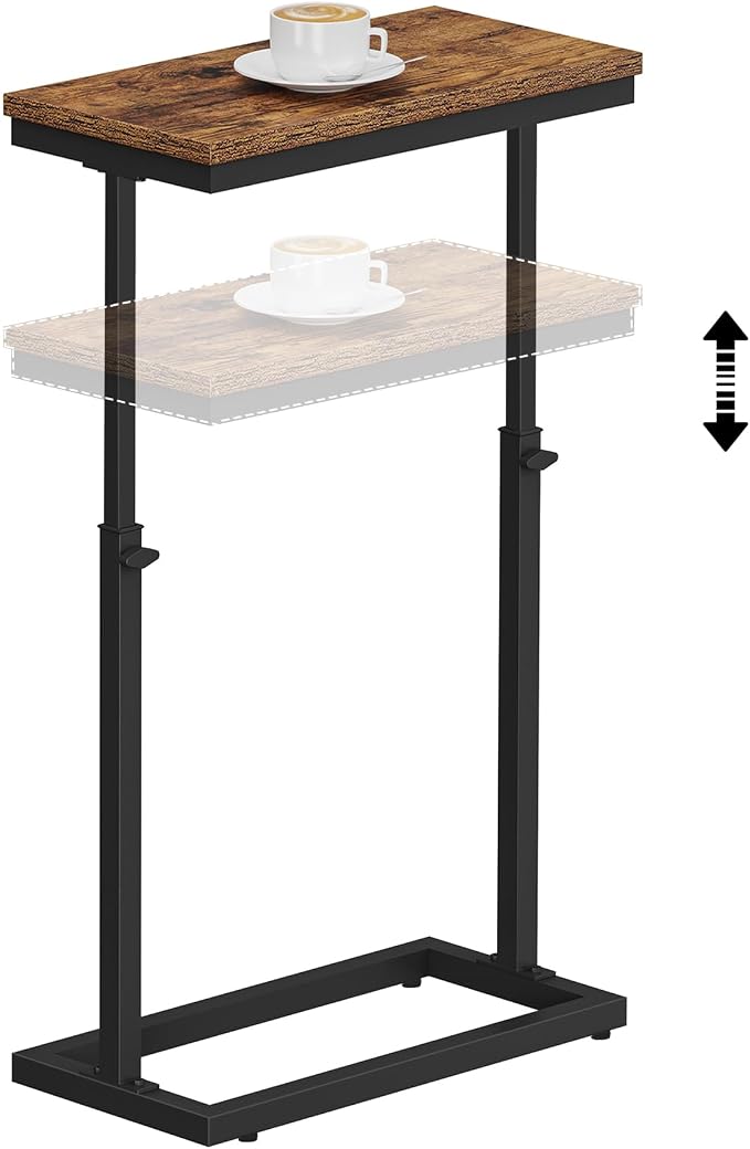 TUTOTAK End Table, Side Table, Tall Couch Table, Sofa Table | for living Room, Bedroom, Brown TB01BB083
