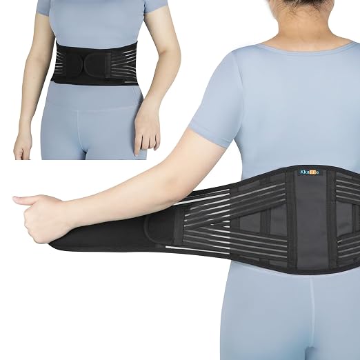 Back Brace for Lower Back Pain Relief,Back Support Belt for Men & Women | 6 Stainless Steel Spring Lumbar Support Belt For Herniated Disc and Sciatica，Four 2-in-1 elastic bands on the back Back Belt