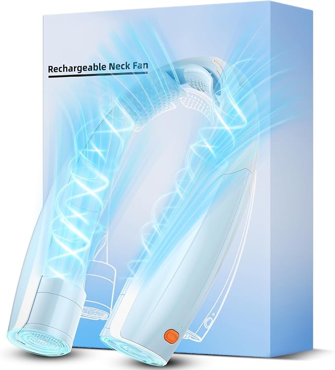 Portable Neck Fan, 6 Speeds Rechargeable Personal Fan with AI Chips, Hands-Free 360° Faster Cooling Wearable Fan, Ultra Quiet for Home, Office, Travel, Indoor, Outdoor - Sky Blue