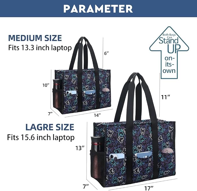 ABAMERICA Nurse Bags for Work Nursing Bag Multiple Pockets Waterproof Organizing Zip Top Clinical Bag for Nursing Students