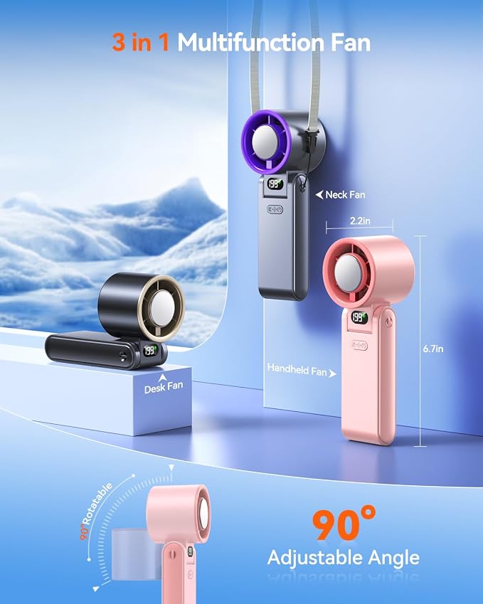 Portable Handheld Fan with Ice Cooler, 199 Speed Personal Fan,5500mAh Rechargeable,20H Cooling Time,20000 RPM Powerful Motor, Summer Essential for Travel/Outdoor/Office, Pink