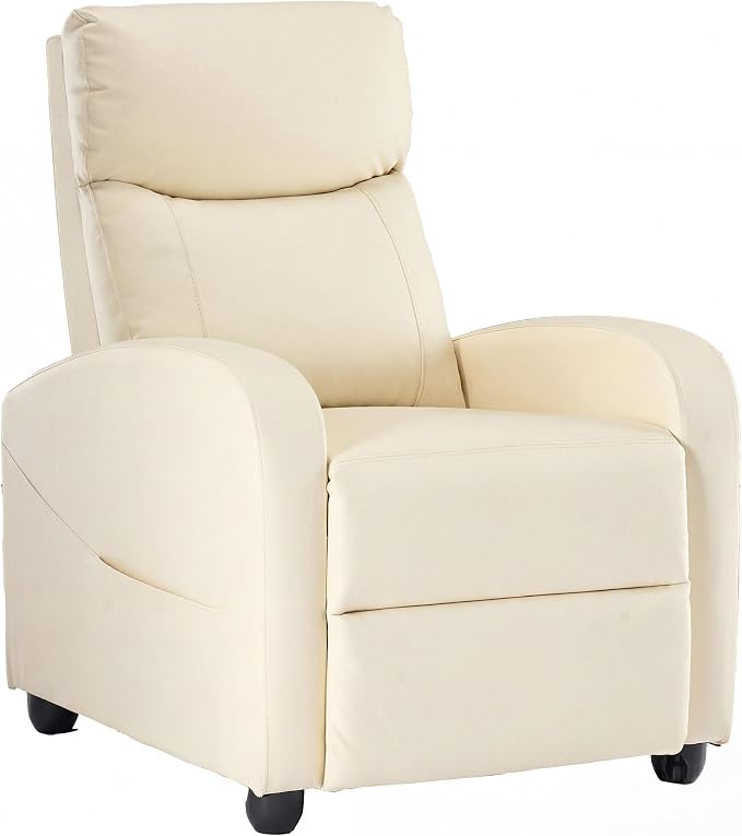 Sweetcrispy Massage Recliner Chair for Adults, Adjustable Home Theater Seating with Lumbar Support for Living Room, Modern Fabric Reclining for Small Space, Beige
