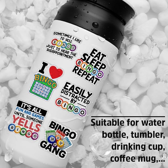 (10Pcs-3in) Funny Bingo Games Sticker Pack, Bingo Prizes Sticker for Player Caller, Gift for Senior Adult, Decoration for Laptop Tablet Kindle Scrapbook Water Bottle Helmet Vehicles Bumper